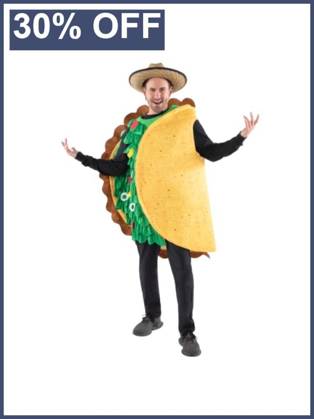 Adult Taco Costume Jumpsuit 100% Polyester Halloween Food Theme Party